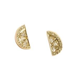 NWT JCrew Lemon Slice Citrus Pavé Yellow Stud Earrings in Pale Banana